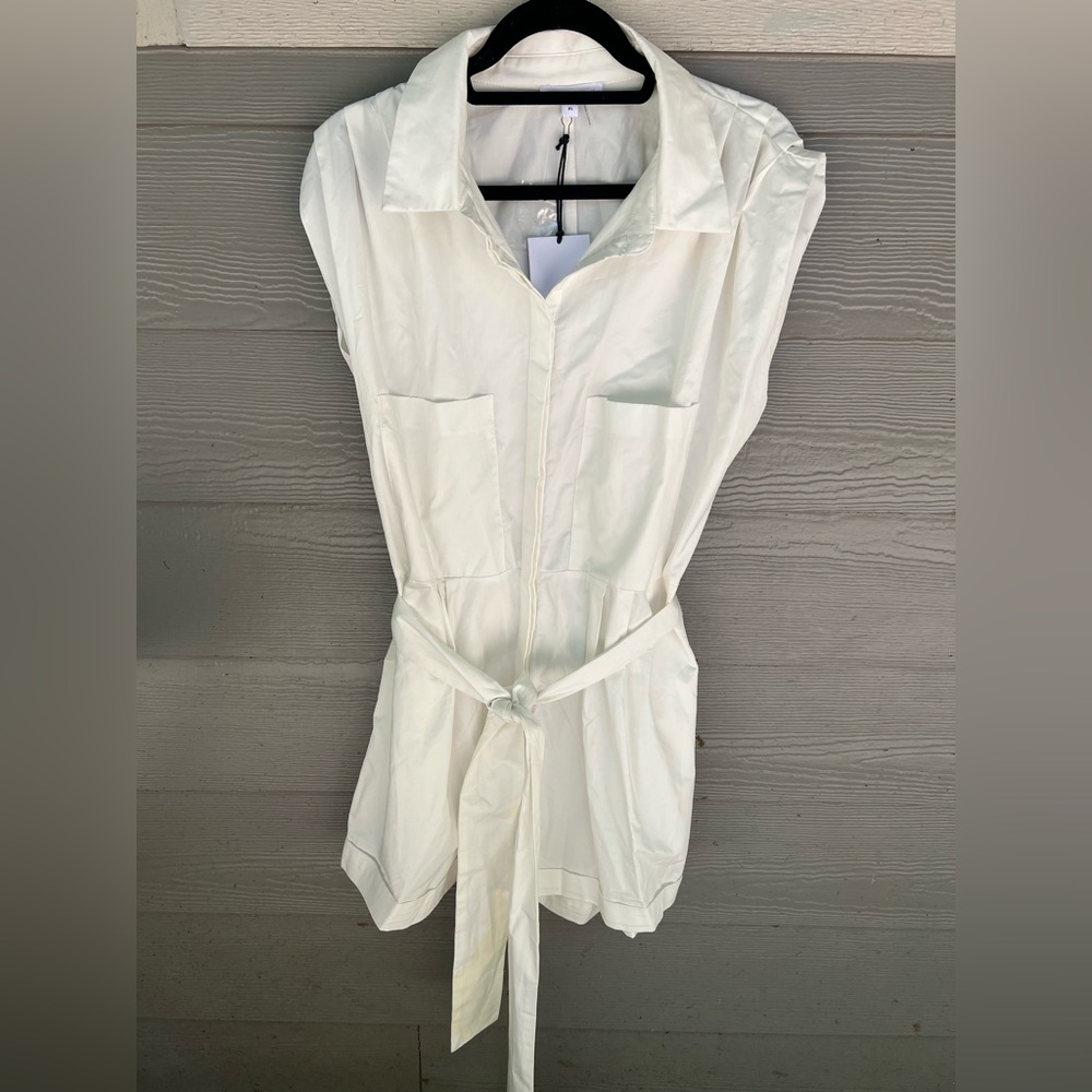 Grey Lab Cream Button-Up Romper - Picture 4 of 7